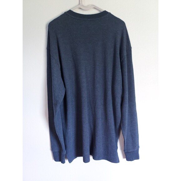 Red Head Blue Waffle Henley Shirt Mens Medium Thermal Long Sleeve - Picture 2 of 3